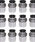 12 Pack Push To Connect Pneumatic Fittings Three Eighths Inch OD Tube To Three Eighths Inch NPT Thread Male Straight Quick Connect