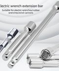 Grease Monkey Approved 10 Inch Socket Extension Bar For Half Drive Ratchets Anti Slip Grip Rust Proof Alloy Steel Works Smooth For Autobody Workers And Weekend Warriors Tool, showing chrome finish and anti-slip grip for durability.
