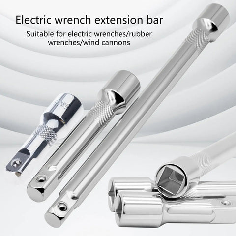 Grease Monkey Approved 10 Inch Socket Extension Bar For Half Drive Ratchets Anti Slip Grip Rust Proof Alloy Steel Works Smooth For Autobody Workers And Weekend Warriors Tool, showing chrome finish and anti-slip grip for durability.