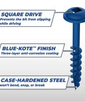 Diagram of Blue-Kote Pocket-Hole Screws For Outdoor DIY Projects 1-1/4 Inch Coarse Thread Maxi-Loc Flat Bottom Head