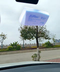 Rock Solid Transponder Mounting Strips For Windshield Toll Tags Heavy Duty Dual Lock Tape installed on car windshield.