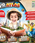 VR Atlas World Explorer Science Kit For Kids 8 To 12 - Totally Immersive AR Learning With A 144 Page Illustrated World Atlas, Hands-On Projects And Global Landmarks, Cultures, Currency And Cuisine. new edition cover showing child with atlas and VR scenes