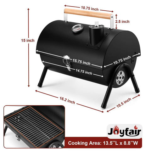Portable Charcoal Grill With Thermometer, Tabletop BBQ for Camping and Backyard Parties, heavy duty steel