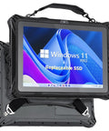 Badass 12.2 Inch Rugged Windows Tablet Featuring Hot Swap Dual Batteries And Easy Ssd Upgrades IP65 Waterproof Portable Pc displaying Windows 11.