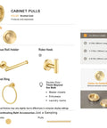 4 Pack Solid Brass Finger Pulls For Sliding Doors And Cabinets, 2 1/8 Inch Flush Recessed Round Cup Pulls In Brushed Gold