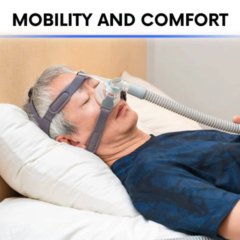 Man using Premium 6 Foot Universal CPAP Tubing Hose For All CPAP Machines 22mm Gray Pack Of 2 while sleeping