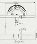 Diagram of Heavy Duty Precision Miter Gauge For Table Saw, showing dimensions and features for accurate cuts.