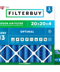 20x20x4 MERV 13 Air Filter For Smoke And Allergy Defense, Electrostatic Pleated HVAC Replacement, 2-Pack, made in USA