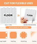 Diagram showing No Slip Rug Corner Grips 4 Pcs For Hardwood Floors And Tile, highlighting cut flexibility and various rug shapes.