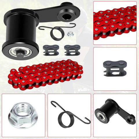 Mini Bike Chain Tensioner Kit With 420 Chain 42 Links For Predator 212 OHV Mini Bikes And Coleman CT200U with components