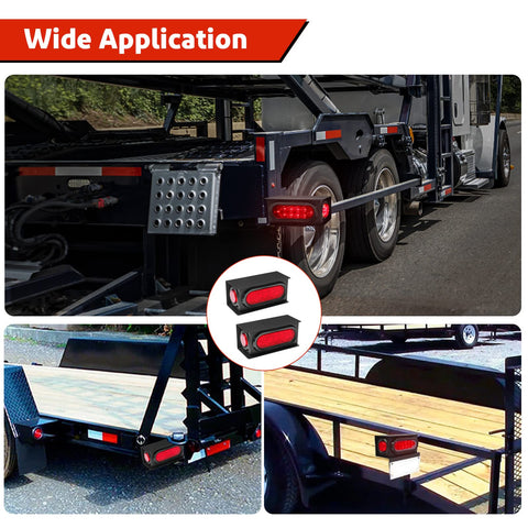 Heavy Duty Steel Trailer Light Kit With 6 Inch Oval Red LED Tail Lights And 2 Inch Round Red Side Marker Clearance Lights on various trailers