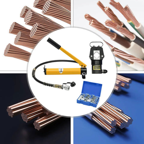 Heavy Duty Hydraulic Crimping Beast With Manual Pump 20 Ton Force 12 Precision Dies 180 Degree Swivel Jaw Smoothly Presses Copper Terminals For Auto Shop Jobs Locked And Loaded