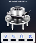 Beefed Up Front Wheel Hub And Bearing Assembly 515036 showing 6-lug design for Silverado 1500 Sierra 1500 Tahoe Escalade 4WD 1999-2007 ABS