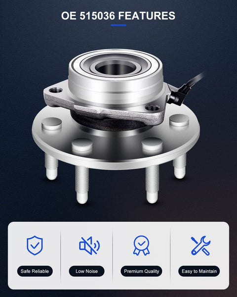 Beefed Up Front Wheel Hub And Bearing Assembly 515036 showing 6-lug design for Silverado 1500 Sierra 1500 Tahoe Escalade 4WD 1999-2007 ABS