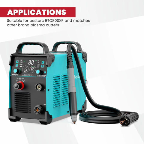 Pro Grade IPTM80 Non HF Pilot Arc CNC Plasma Cutting Torch 80 Amp Straight Torch With 20 Ft Cable shown with BTC800XP