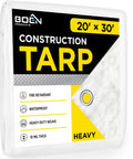 Heavy Duty Fire Retardant Construction Tarp With Reinforced Corners Waterproof UV Resistant Polyethylene Tarpaulin 20 x 30