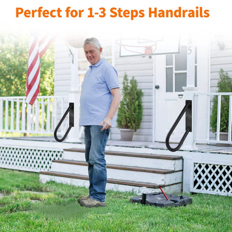 Rugged 20 Inch Wall Mount Hand Rail For Outdoor Steps Non Slip U Shape Stair Railing For 1 To 3 Steps Ideal Porch Garage Carport