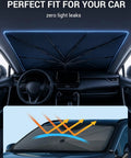 Custom Fit Windshield Sun Shade Umbrella For Honda Odyssey 2018 Through 2026 showing snug fit with zero light leaks to protect interior.