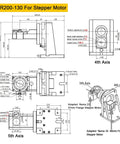 High Performance Fourth And Fifth Axis Electric Hollow Rotary Platform Delivers Dead On Precise Indexing For Cnc Machining dimensions diagram with motor mounting details