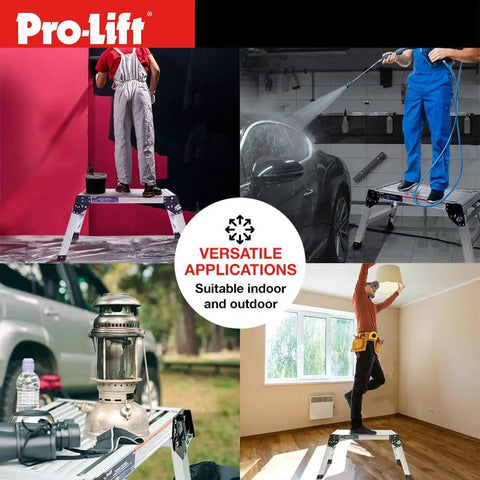 Heavy Duty Aluminum Step Ladder And Portable Workbench With Non Slip Platform Folding Stepstool Built Tough To Handle Four Hundred Pounds Without Breaking A Sweat For Auto Detailing And Handyman Projects