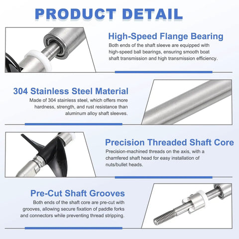 RC Boat Drive Shaft Kit With Propellers And Coupling Joint, 100mm Shaft, 304 Stainless Steel Details
