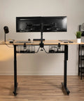 Two Pack Clamp On Desk Cable Management Trays 17 Inch Iron Mesh Racks For Under Desk Cords Power Strips And Surge Protectors Cord Organizer Solution For Home Office Black below standing desk setup