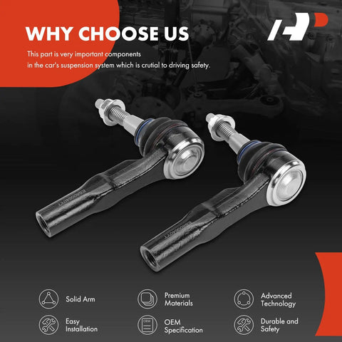 Front Outer Tie Rod End Replacement For Chevy Equinox 2010-2017, GMC Terrain 2010-2017, Cadillac SRX 2010-2016, Front Outer Left And Right Driver And Passenger Side, Helps Fix Uneven Tire Wear And Improve Steering, pair