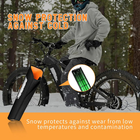 Winter Ready E Bike Battery Cover Neoprene Large Size For Fat Tire Ebikes With Light Reflective Safety Waterproof And Dustproof Shield That Extends Battery Life And Keeps Your Battery Juiced Up In Cold Rides