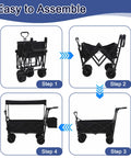 Step-by-step guide for setting up Heavy Duty Collapsible Wagon Cart With Canopy For Outdoor Camping And Hauling Gear 200L