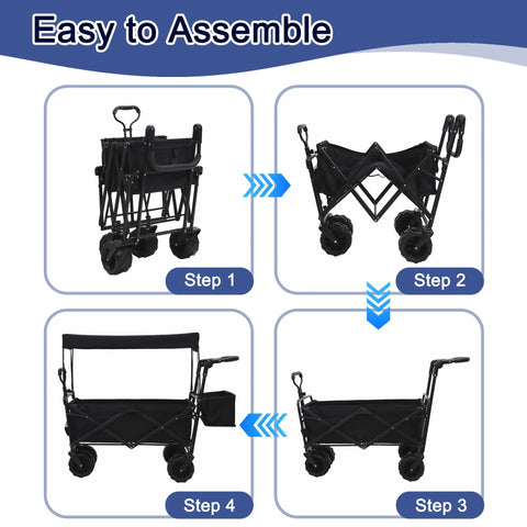 Step-by-step guide for setting up Heavy Duty Collapsible Wagon Cart With Canopy For Outdoor Camping And Hauling Gear 200L