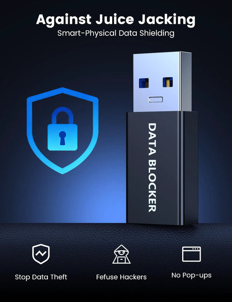 5 Pack Usb Data Blocker Adapter Usba To Usba Charge Only Security Dongle Stops Juice Jacking on dark background