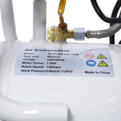 8 Gallon Silent Oil-Free Air Compressor With 1.5HP Motor And Ultra Quiet 70dB Performance For Home Garage Shop Use Featuring 4.0 CFM At 90 PSI Ideal For Nailing Tire Inflation And Spray Painting Tasks