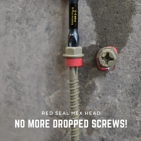 2 1/4 Inch Concrete Screws Set With RedSeal Moisture Barrier Hex Head 12 Pack Pro Grade Masonry Screws With Stick Tight Technology