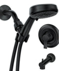Matte Black Modern Shower Faucet Set With Hand Shower And Tub Spout, Single Handle, Valve Included With Behind-Wall Posi-Temp Valve