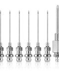 Grease Needle Gun Nozzle Kit With Six Nozzles And One Dispenser Hardened Steel Grease Injector Tool For Tight Spaces And Deep Holes