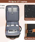 Carry On Travel Backpack With Flight Approved And Water Resistant Design, open with laptop compartment and side buckle feature