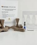 Woodworking Router Inlay Kit with Butterfly Joint System, including 14-piece set, 1/4 inch shank, and walnut bow tie inlays