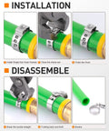 650 Piece Single Ear Hose Clamp Kit With Ear Pincer for installation and disassembly on green hose using pliers