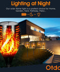 Outdoor Solar Torch Lights 96 LED Lit Dancing Flame 43 Inch Tall Waterproof Pathway Yard Garden Lamps Solar Powered With 2200mAh 6 Pack