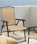 Outdoor Patio Folding Chairs Set Of 2 Sling Chairs For Camping Garden Pool Or Beach on patio with ocean view