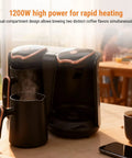 Electric Turkish Coffee Maker With Dual Pot Design 1200W 500ml 2 Cup Brew System For Fast Brew And Anti Scald Handle Built For Home Or Travel Two Flavor Vibes showing two pots and anti-scald handle