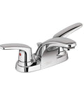 Colony Pro Two-Handle Centerset Bathroom Faucet, Less Drain, Polished Chrome Finish, ADA Compliant, Lead-Free Metal Construction, Ceramic Disc Valves