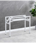 Foldable Table Leg Brackets Rectangular Heavy Duty Double Layer Metal Desk Legs With 150Kg Load Capacity in white setup