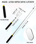 Pair Of Telescoping Inspection Mirrors Extend To 28 Inches With 360 Degree Rotation And Detachable Pocket Mirror For Eyelash Extensions Techs Mechanics And Vehicle Small Parts showing black handle and clear mirror.