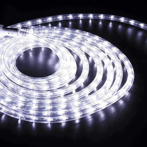 100Ft LED Rope Lights Outdoor With 720 LEDs, Flexible Connectable Tube Lights, coiled waterproof decor, glowing on surface