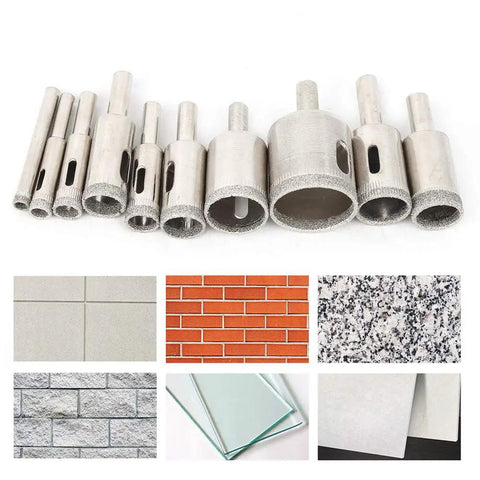 Top Pick 10 Piece Core Hole Saw Kit Featuring Durable Drill Bits Perfect For Tiles And Glass From 6 To 30mm Size With Smooth Plated Surface For Quick Precise Holes That Make Your Projects A Total Breeze Easy Setup And Reliable Performance Included. 10 piece core hole saw drill bits set, 6-30mm, for tile, glass, brick, and stone