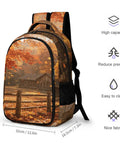 Log Cabin Maple Scene Printed Unisex Backpack With Large Capacity, Durable Polyester Build, Breathable Fabric, Smooth Zipper