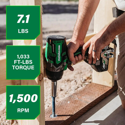 Person using 36V Cordless Brushless High Torque Half Inch Impact Wrench with interactive torque and RPM indicators.