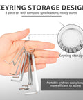 Super Tough 8Pcs Metric Hex Key Set With Handy Keyring, Heavy Duty L Shape Allen Wrenches, Nickel Plated Ratchet Drivers for storage