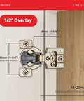 Soft Close Cabinet Hinges 40 Pack For Face Frame Doors Half Inch Overlay showing 35mm cup diameter for installation details.